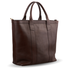 frank clegg chocolate zip top tote bag angle2