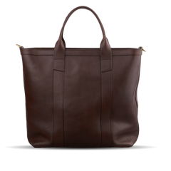 frank clegg chocolate zip top tote bag back