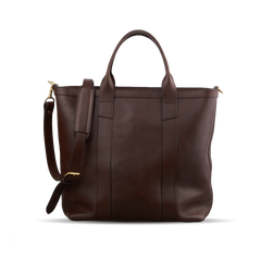 frank clegg chocolate zip top tote bag front