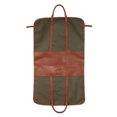 Green Canvas Chestnut Leather Garment Bag