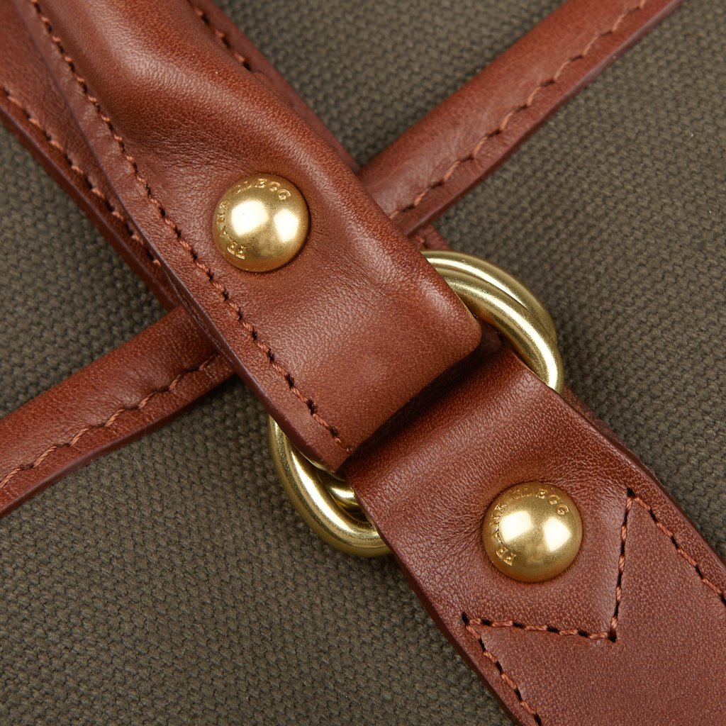 Frank Clegg Green Canvas Chestnut Leather Garment Bag Brass
