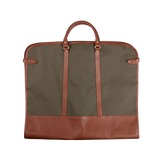 Frank Clegg Green Canvas Chestnut Leather Garment Bag Feature