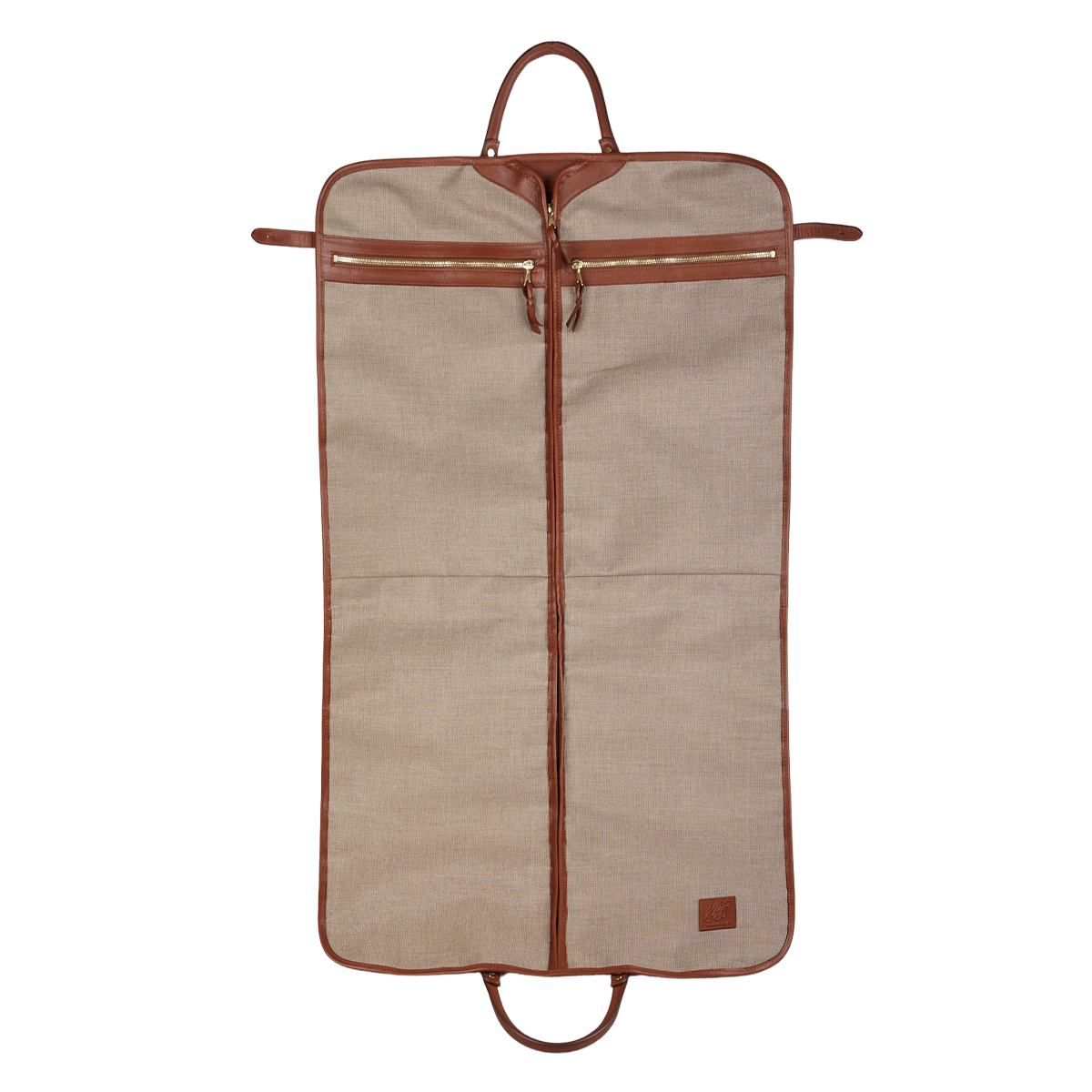 Frank Clegg Green Canvas Chestnut Leather Garment Bag Inside