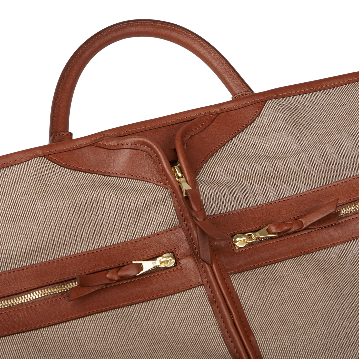 Frank Clegg Green Canvas Chestnut Leather Garment Bag Zippers