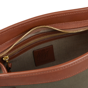 Frank Clegg Green Canvas Chestnut Leather Small Travel Kit Inside