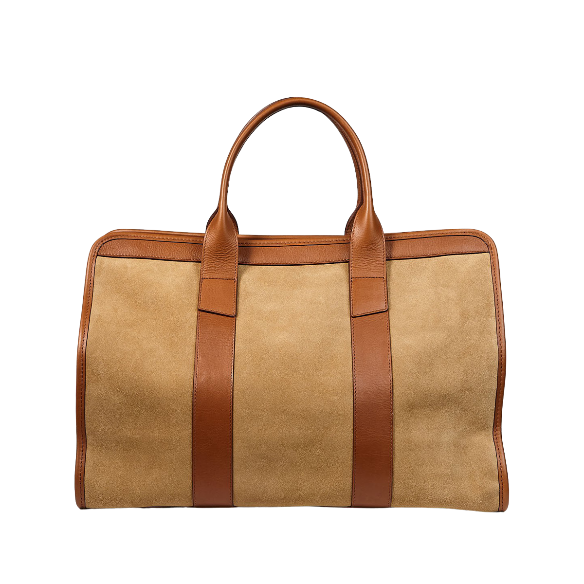Frank Clegg Sand Suede Cognac Leather Small Travel Duffle Back