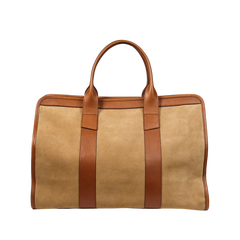 Frank Clegg Sand Suede Cognac Leather Small Travel Duffle Back