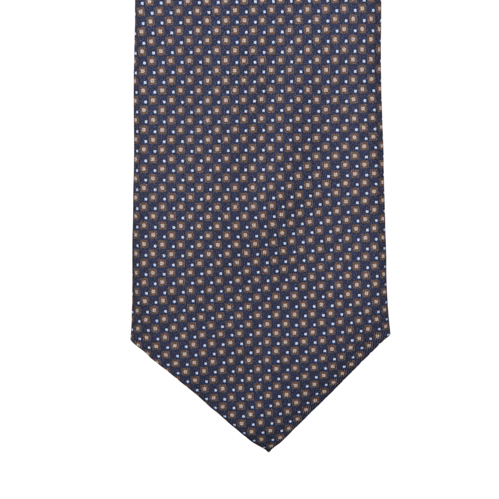 Gierre Milano Blue Green Geometrical Printed Silk Tie Tip