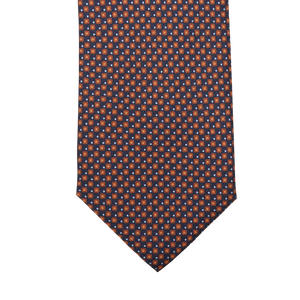 Gierre Milano Blue Orange Geometrical Printed Silk Tie Tip1