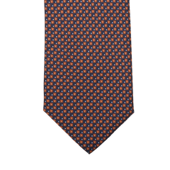 Gierre Milano Blue Orange Geometrical Printed Silk Tie Tip1