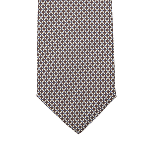 Gierre Milano Ecru Brown Geometrical Printed Silk Tie Tip