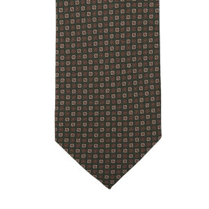 Gierre Milano Green Geometrical Printed Wool Silk Tie Tip