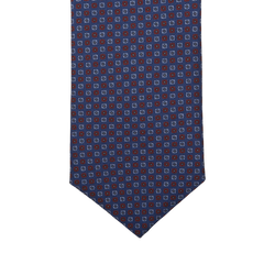 Gierre Milano Indigo Blue Geometrical Printed Silk Tie Tip