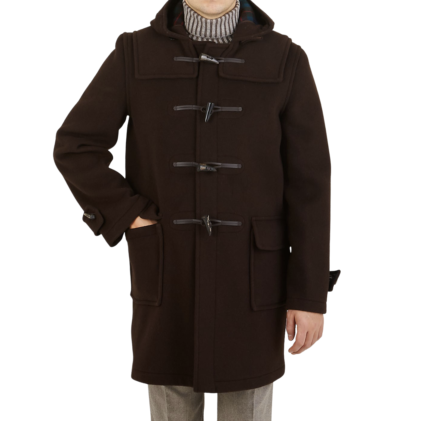 Gloverall Brown Wool Morris Duffle Coat Front