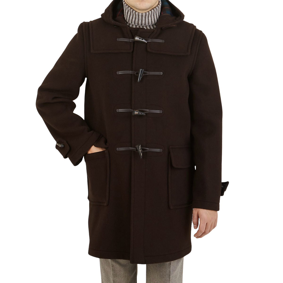 Gloverall Brown Wool Morris Duffle Coat Front