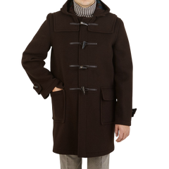 Gloverall Brown Wool Morris Duffle Coat Front