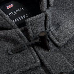 Gloverall Grey Wool Morris Duffle Coat Button