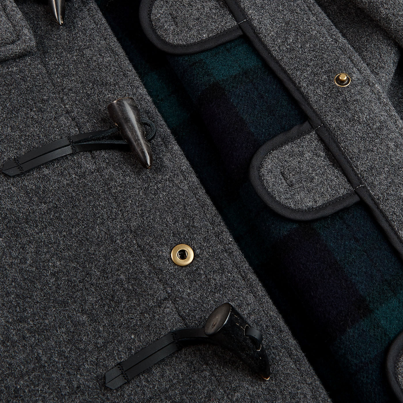 Gloverall Grey Wool Morris Duffle Coat Open