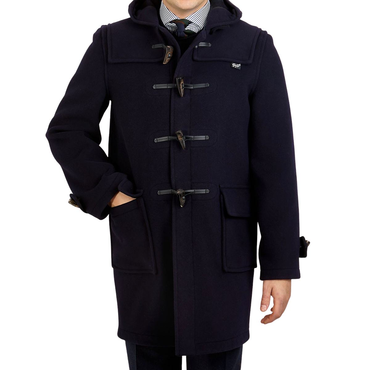 Gloverall Navy Blue Morris Duffle Coat Front