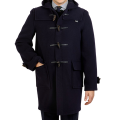 Gloverall Navy Blue Morris Duffle Coat Front