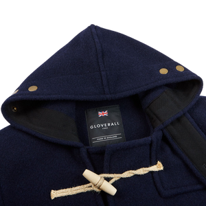 Gloverall Navy Blue Wool Monty Duffel Coat Button