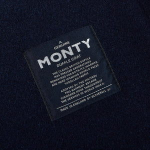 Gloverall Navy Blue Wool Monty Duffel Coat Tag