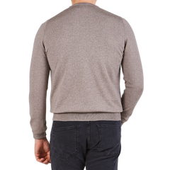 Gran Sasso Beige Extra Fine Merino Crew Neck Back