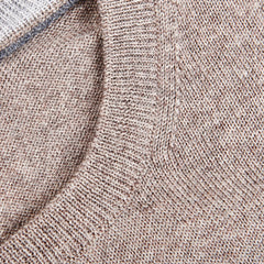 Gran Sasso Beige Extra Fine Merino Crew Neck Brim