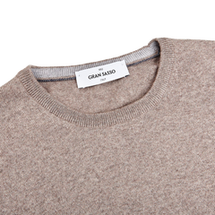 Gran Sasso Beige Extra Fine Merino Crew Neck Collar