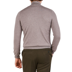 Gran Sasso Beige Extra Fine Merino Roll Neck Back