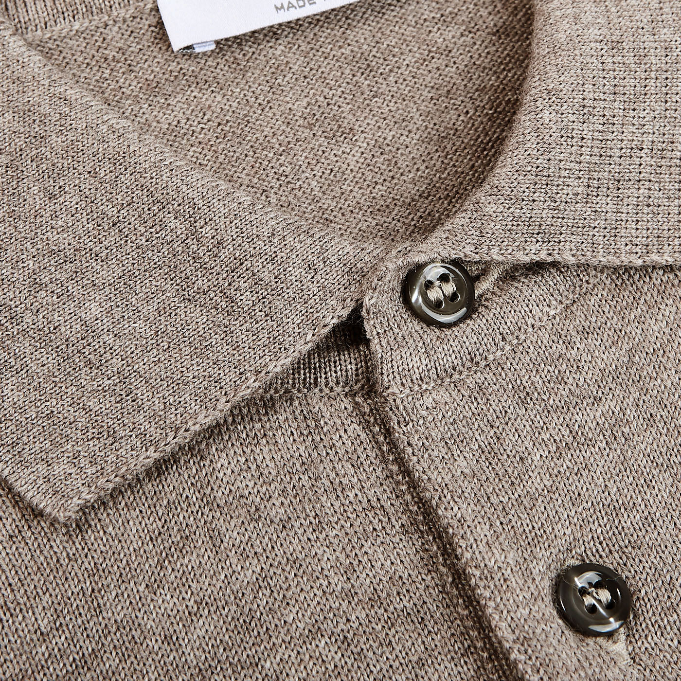 Gran Sasso Beige Extra Fine Merino Wool Polo Shirt Brim