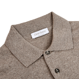 Gran Sasso Beige Extra Fine Merino Wool Polo Shirt Collar
