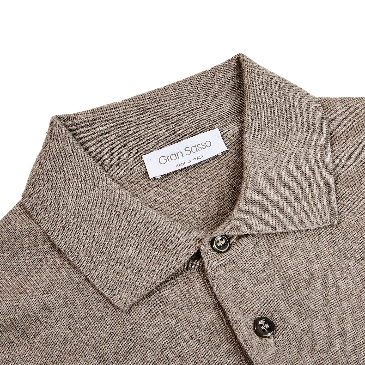 Gran Sasso Beige Extra Fine Merino Wool Polo Shirt Collar