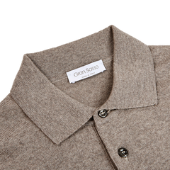 Gran Sasso Beige Extra Fine Merino Wool Polo Shirt Collar