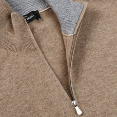 Gran Sasso Beige Melange Cashmere 1:4 Zip Sweater Open