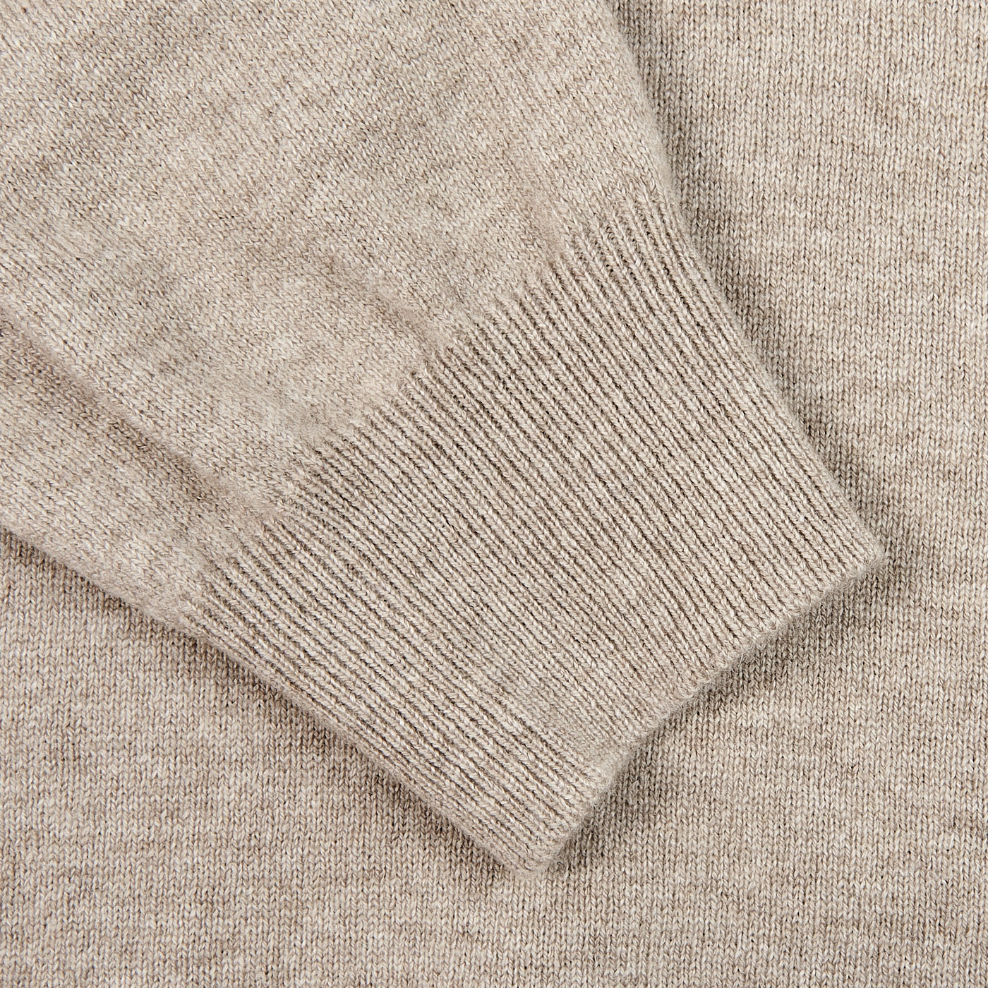 Gran Sasso Beige Wool Cashmere 1:4 Zip Sweater Cuff