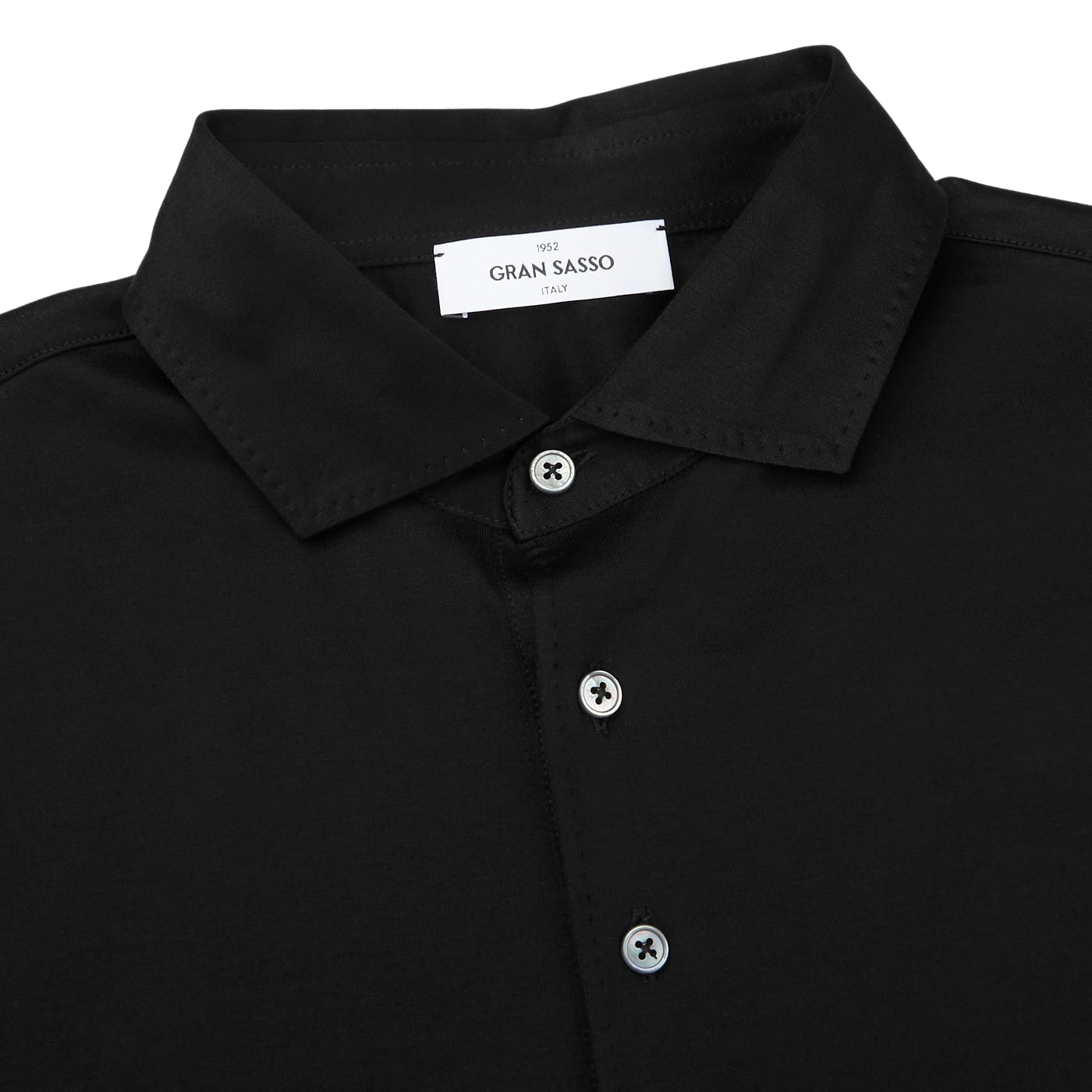 Gran Sasso | Black Cotton Filo Scozia Polo Shirt – Baltzar