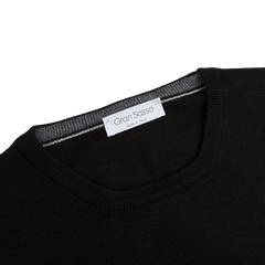 Gran Sasso Black Extra Fine Merino Crew Neck Collar