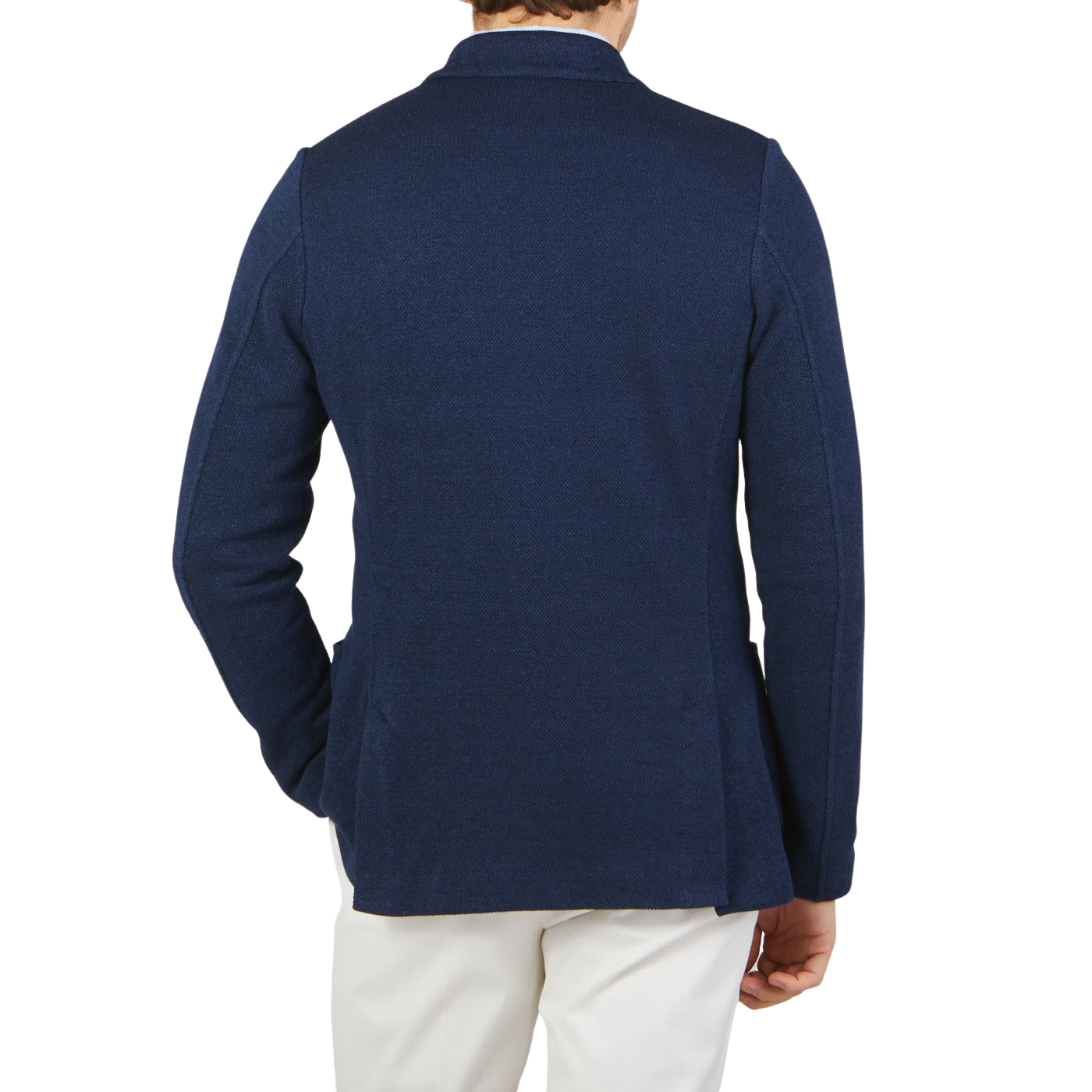 Gran Sasso Blue Melange Linen Cotton Knitted Blazer Back