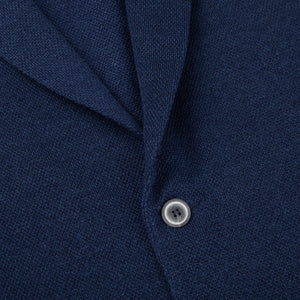 Gran Sasso Blue Melange Linen Cotton Knitted Blazer Closed