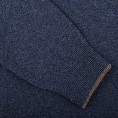 Gran Sasso Blue Melange Wool Cashmere Zip Cardigan Cuff