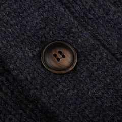 Gran Sasso Blue Wool Alpaca Shawl Collar Cardigan Button