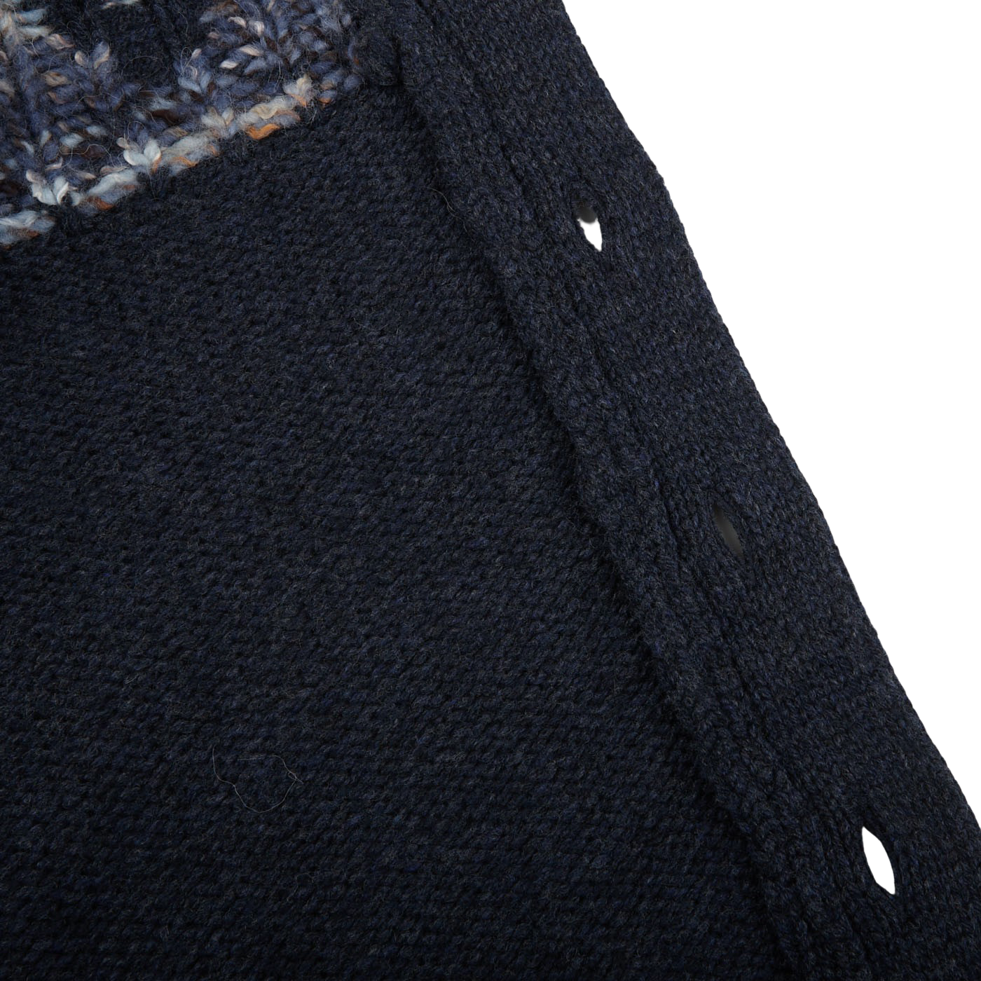 Gran Sasso Blue Wool Alpaca Shawl Collar Cardigan Inside