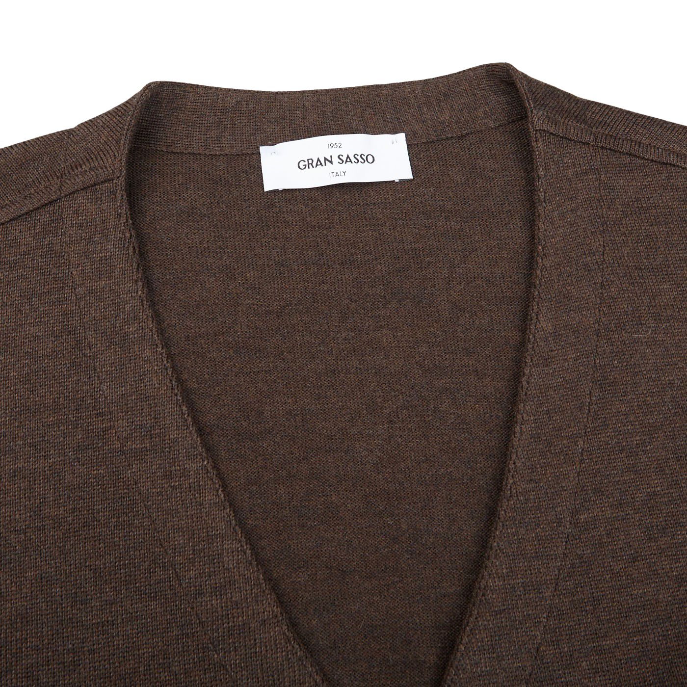 Gran Sasso Brown Melange Knitted Merino Wool Waistcoat Collar