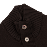 Gran Sasso Brown Merino Wool Button Cardigan Collar