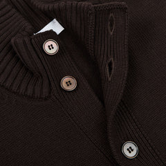 Gran Sasso Brown Merino Wool Button Cardigan Open