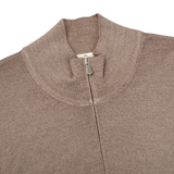 Gran Sasso Brown Vintage Merino Wool 1:4 Sweater Collar