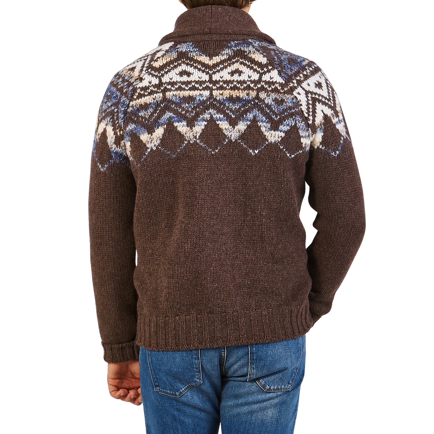 Gran Sasso Brown Wool Alpaca Shawl Collar Cardigan Back