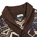 Gran Sasso Brown Wool Alpaca Shawl Collar Cardigan Collar