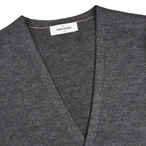 Gran Sasso Charcoal Extra Fine Merino Wool Vest Collar